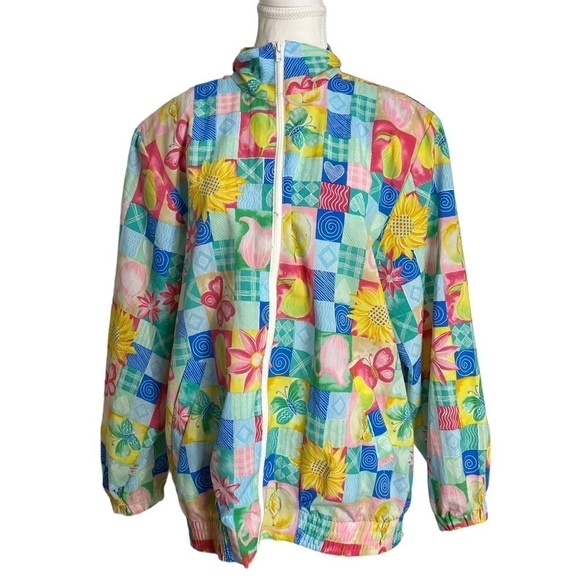 Koret Vintage 80s 90s Patchwork Print Windbreaker Zip Up Jacket - Picture 2 of 14